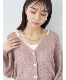 earth music&ecology 透かし編みテープヤーンカーディガン