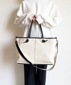 Hekhèr Le Style de Vie 【日本製 / A4サイズ対応/2WAY】コットンキャンバス×シュリンクレザー ノットトートバッグ large