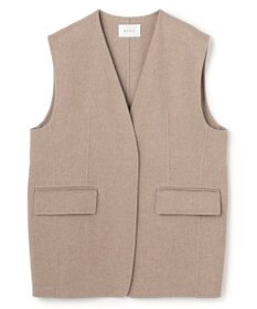 BEIGE， BOW / ウールリバー ノーカラージレ