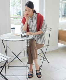 自由区 【接触冷感・洗える】コットンサテンストレッチテーパード パンツ