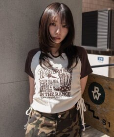 WEGO キーネックサイドレースアップちびT