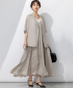 23区 L 【接触冷感性/洗える】フィブリルツイル ハーフスリーブ ジャケット