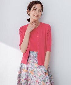 組曲 【5色展開・洗える】MINA半袖 カラーカーディガン