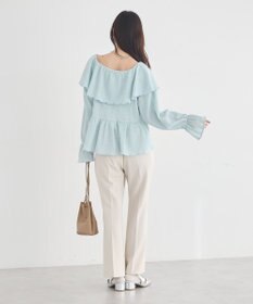earth music&ecology 【予約】ラッフルカラーカットブラウス