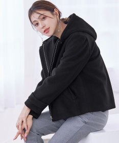 Tiaclasse ウールライクフーデットショートコート