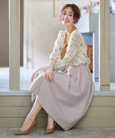 Tiaclasse 【洗える】花柄配色ボウタイブラウス