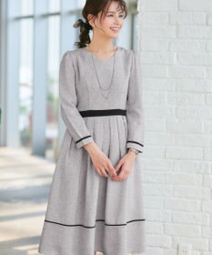 Tiaclasse 【洗える】配色パイピングフレアワンピース