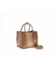 A.D.M.J. 【牛革】クロコ型押しキューブトート21cm(ショルダーストラップ付)