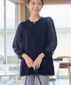 Tiaclasse シアーチェック柄ニットチュニック