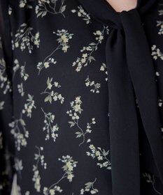 Tiaclasse 【洗える】花柄配色ボウタイブラウス