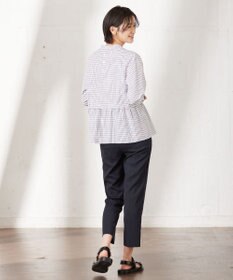 J.PRESS LADIES 【洗える】 セルロースチェック スタンドカラー ブラウス