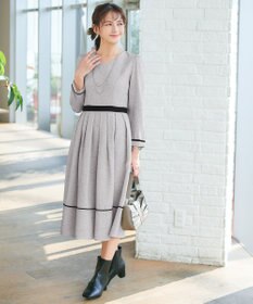 Tiaclasse 【洗える】配色パイピングフレアワンピース