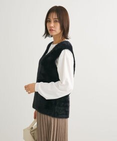 Green Parks シャギーＶネックニットベスト