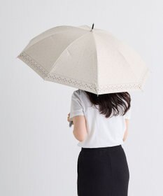 MOONBAT 晴雨兼用日傘 長傘 ドット×幾何花／遮光 遮熱 UV