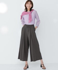23区 L 【接触冷感/洗える】ツイストコットンプレーティング ワイド パンツ