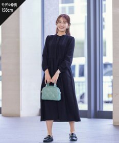 Tiaclasse 【洗える】バンドカラーチェック柄シャツワンピース