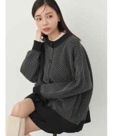 earth music&ecology ダイヤ柄ジャガードカーディガン