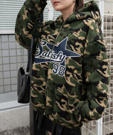 WEGO 迷彩ロゴボアパーカー