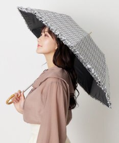 MOONBAT 【晴雨兼用日傘】LANVIN en Bleu (ランバン オン ブルー) 折りたたみ日傘 ドビーフリル 遮光 遮熱 UV