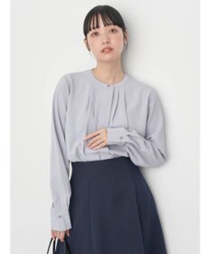 earth music&ecology ノーカラーフロントタックブラウス