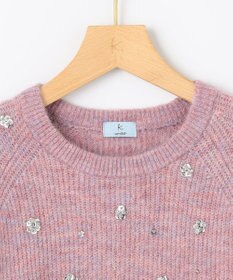 組曲 【WEB限定】モヘヤブレンド ビジューライク刺繍ニット