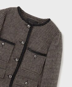 GRACE CONTINENTAL シャギーチェックノーカラージャケット