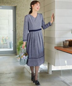 Tiaclasse 【洗える】配色パイピングフレアワンピース