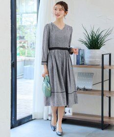 Tiaclasse 【洗える】配色パイピングフレアワンピース