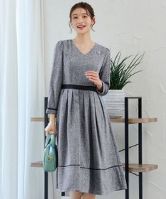 Tiaclasse 【洗える】配色パイピングフレアワンピース