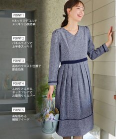 Tiaclasse 【洗える】配色パイピングフレアワンピース