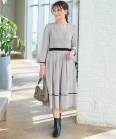 Tiaclasse 【洗える】配色パイピングフレアワンピース