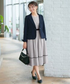 Tiaclasse 【洗える】配色パイピングフレアワンピース