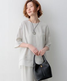 23区 S 【吸水速乾/UVカット/接触冷感】ストレッチジョーゼット シアーコンビ カットソー