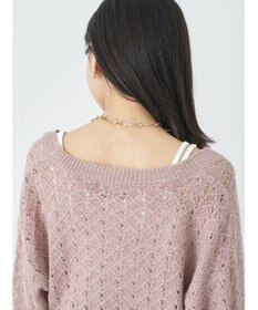 earth music&ecology 透かし編みテープヤーンカーディガン