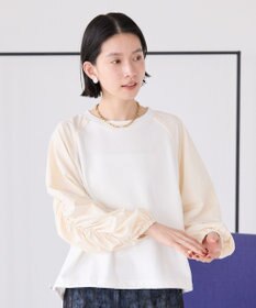 AMERICAN HOLIC 異素材ギャザースリーブミニ裏毛プルオーバ