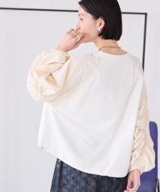 AMERICAN HOLIC 異素材ギャザースリーブミニ裏毛プルオーバ