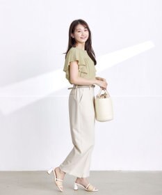 Tiaclasse L 【洗える】フレアスリーブレースブラウス