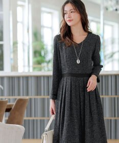 Tiaclasse 【洗える】配色パイピングフレアワンピース