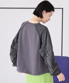 AMERICAN HOLIC 異素材ギャザースリーブミニ裏毛プルオーバ