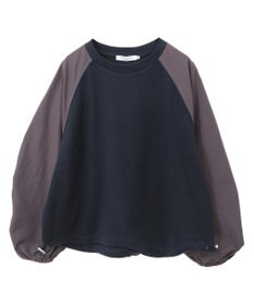 AMERICAN HOLIC 異素材ギャザースリーブミニ裏毛プルオーバ