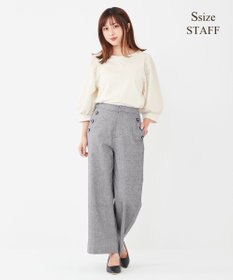 ANY SIS パフスリーブ異素材コンビ プルオーバー