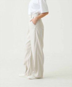 caqu linen rayon stretch wide pants リネンレーヨンストレッチワイドパンツ