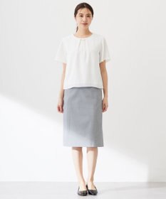 J.PRESS LADIES 【セットアップ対応・洗える・撥水・防汚】コットンFITTYシャーク スカート