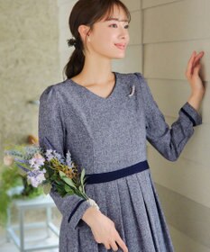 Tiaclasse 【洗える】配色パイピングフレアワンピース