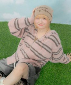 WEGO 【ユニセックス着用ITEM】シャギーボーダーニットパーカー