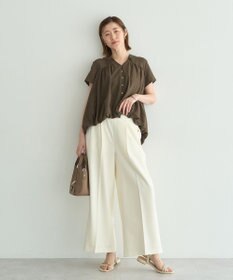YECCA VECCA 刺繍カラーバルーンヘムブラウス