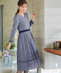 Tiaclasse 【洗える】配色パイピングフレアワンピース