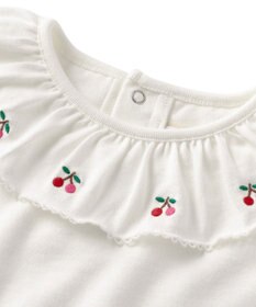 MIKI HOUSE HOT BISCUITS 【70-110cm】 さくらんぼ刺繍 丸襟 長袖ブラウス