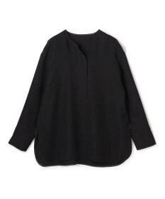 UNFILO 【セットアップ着用可】ドライダブルクロス スキッパーブラウス ブラック