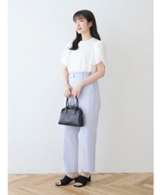 Green Parks 綿麻混バックルベルト付テーパードパンツ